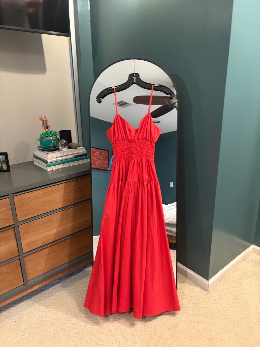 La Ligne Red Spaghetti-Strap Maxi Dress